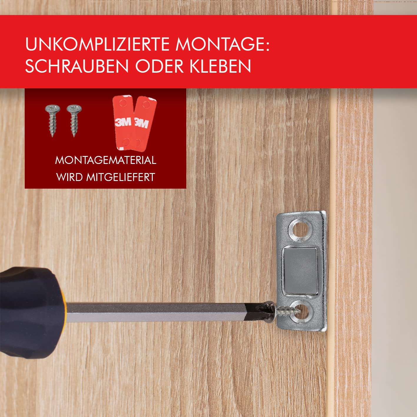 LouMaxx Aimant Puissant Adhésif - Force De Tenue 8kg - Lot De 6 En