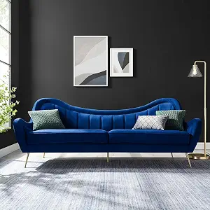 Modway Cheshire Channel Tufted Performance Velvet Sofa, Navy