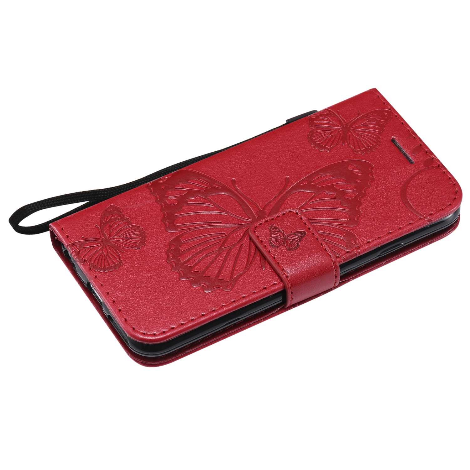 Custodia Portafoglio In Fibra Di Carbonio Per IPhone 6S 4,7” – Rossa Con Slot Carte E Chiusura Magnetica