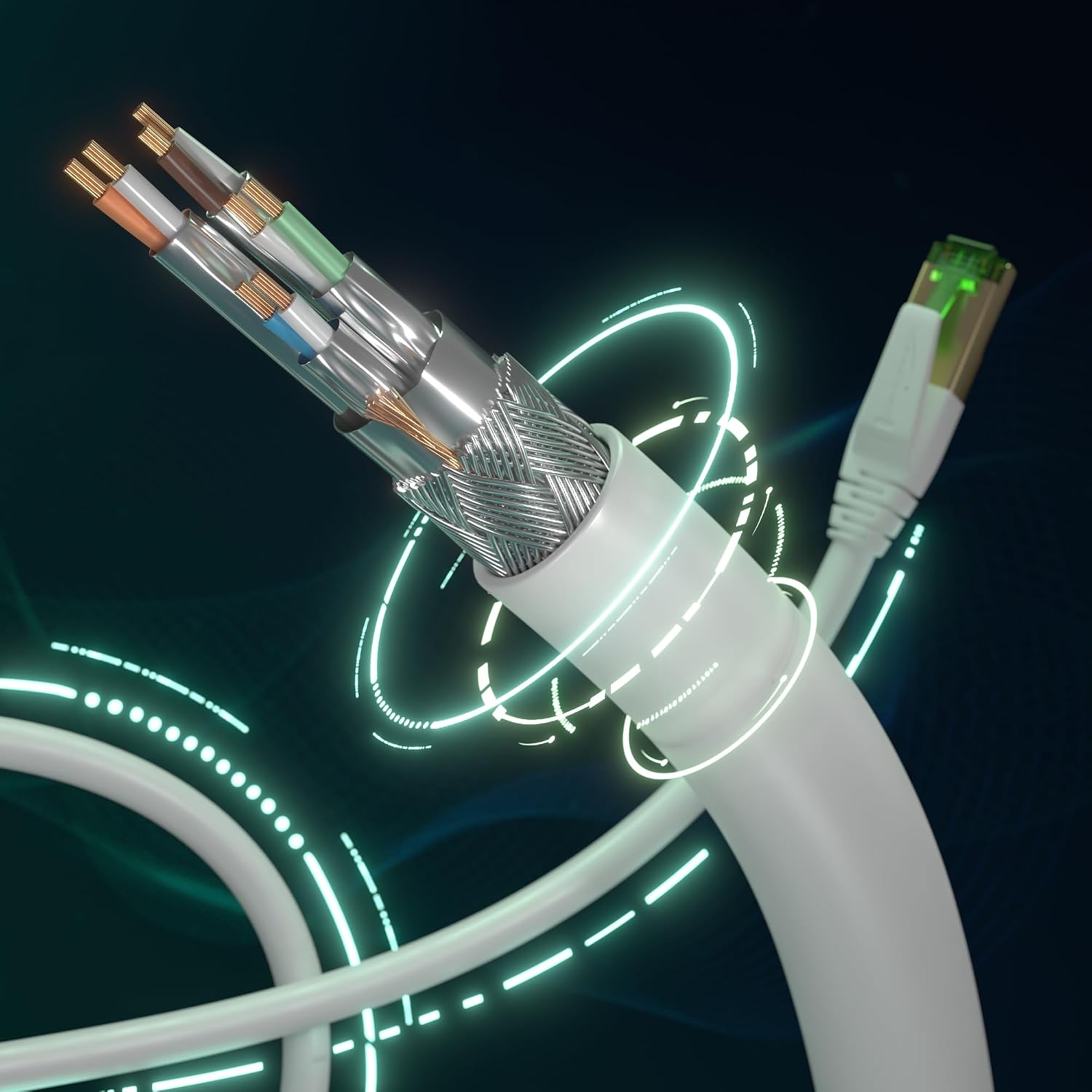 KabelDirekt – Cat 7 Ethernet Cable 10Gbps – 100ft, White