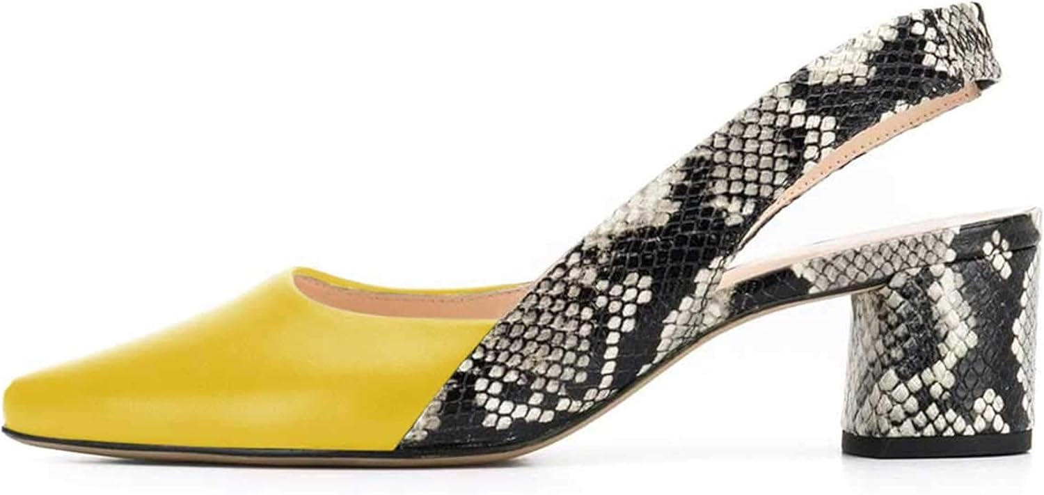 FSJ Women Retro Slingback Pointed Closed Toe Sandals Mid Block Heel Pump Strappy Slip-on Comfotable Dress Work Shoes