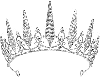 Vista 1 de SWEETV Tiaras y coronas para mujer, tiara de boda de cristal para novia, corona plateada de metal, accesorios de fiesta de disfraces