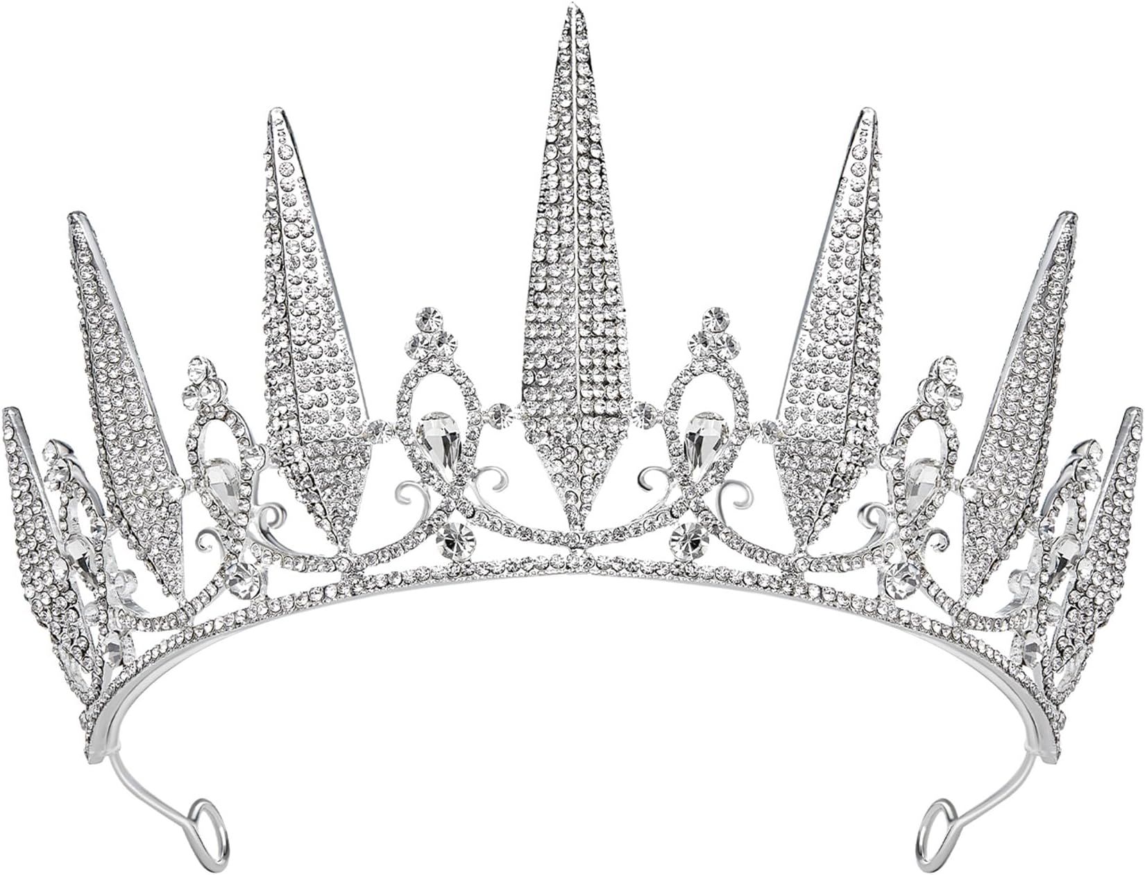 SWEETV Tiaras and Crowns for Women, Crystal Wedding Tiara for Bride, Metal Silver Crown, Costume Party Accessories for Birthday Halloween Prom