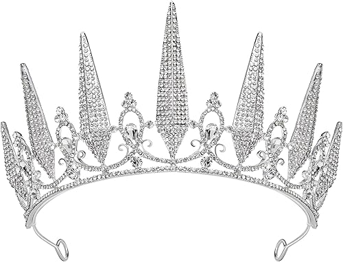 SWEETV Tiaras y coronas para mujer, tiara de boda de cristal para novia, corona plateada de metal, accesorios de fiesta de disfraces para