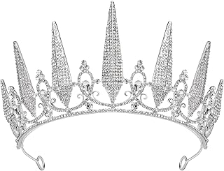 SWEETV Tiaras and Crowns for Women, Crystal Wedding Tiara for Bride, Metal Silver Crown, Costume Party Accessories for Birthday Halloween Prom