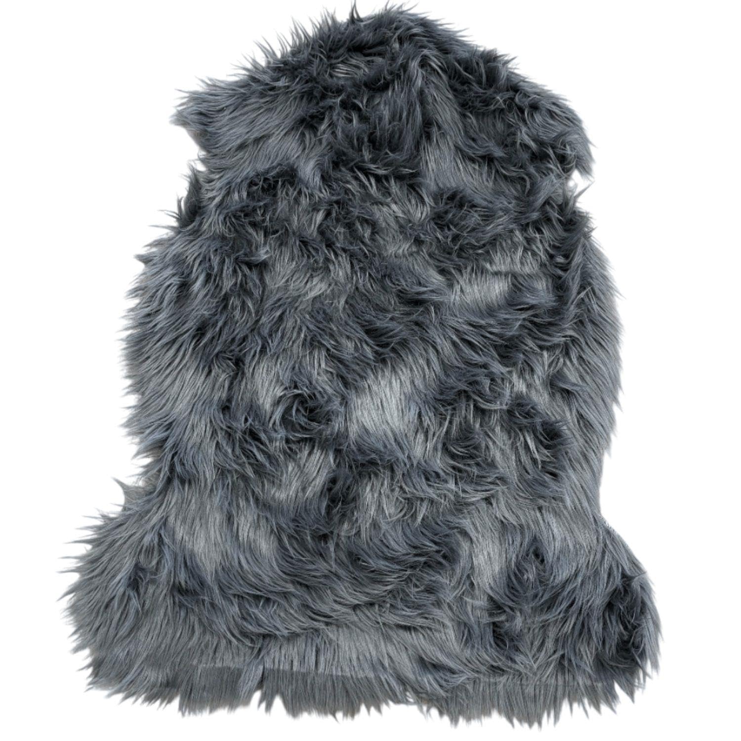Kampala Hill Luxury Faux Rabbit Fur Rug With Suede Backing Area Rug Plush Soft Accent Rug Dark Grey 60x90cm