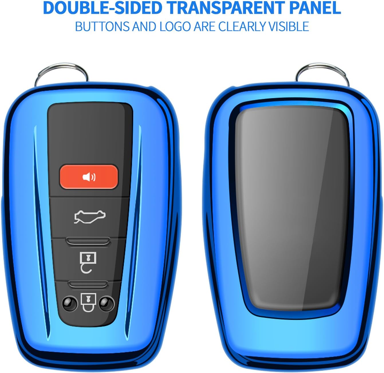 for Toyota Rav4 Key Fob Cover with Keychain Soft TPU Key Shell Case,Compatible With 2019-2025 Rav4 Smart Key-Blue image 3