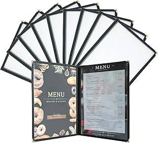 8.5 x 11 Inch Menu Covers, 10 Pack 2 Page 4 View Menu Sleeves Clear View Menu Holder for Kitchen, Restaurant Supplies, Drink, Wine Menu