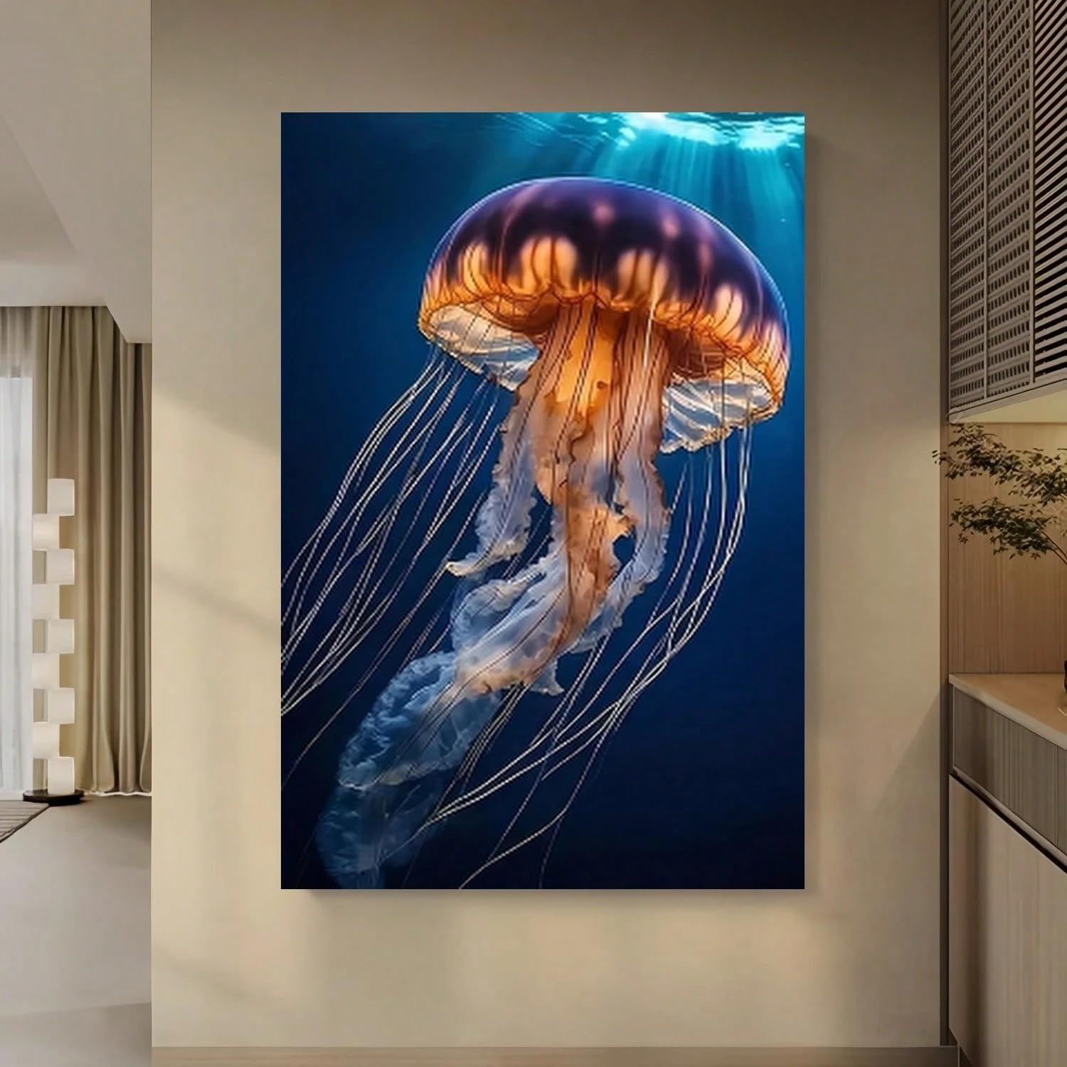 Tzkbdma No Frame Jellyfish Canvas Wall Art - Modern Decorative For Living Room, Bedroom, Office Poster Wall Artworks Pictures(70X90cm/Without Frame)