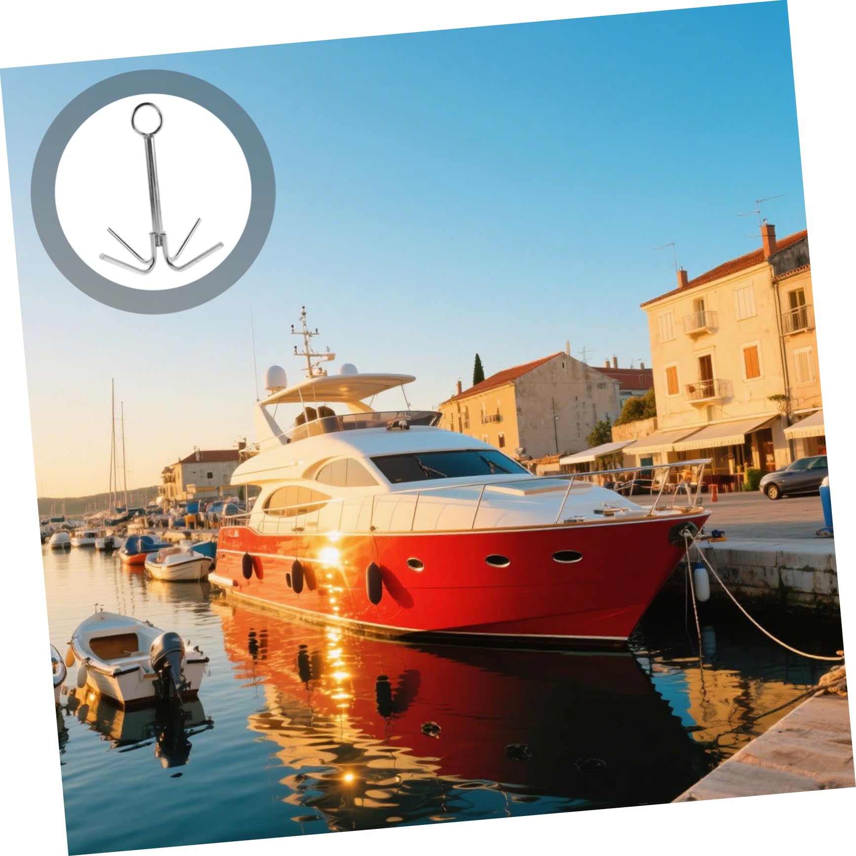 Mikinona Ancora Marina in Inossidabile Gancio per Barche Yacht e Gommoni Accessorio per Ormeggio su e