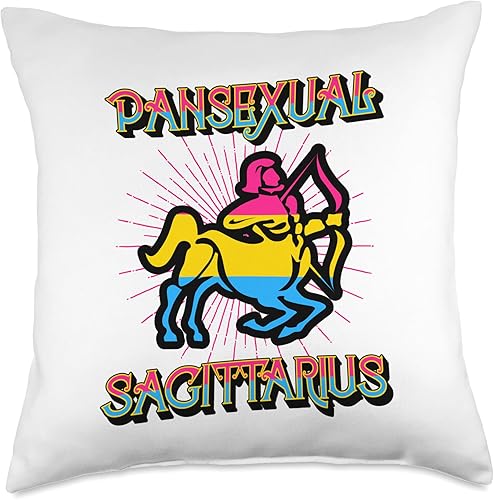 Cojín pansexual del signo del zodiaco de Sagitario y horóscopo de cumpleaños, almohada LGBTQ, 18 x 18 pulgadas, multicolor