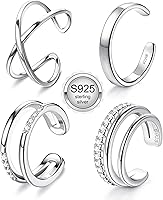 JeryWe 4PCS 925 Sterling Silver Non-Piercing Ear Cuffs for Women - Adjustable Clip-On Cartilage Helix Wrap Earrings Set