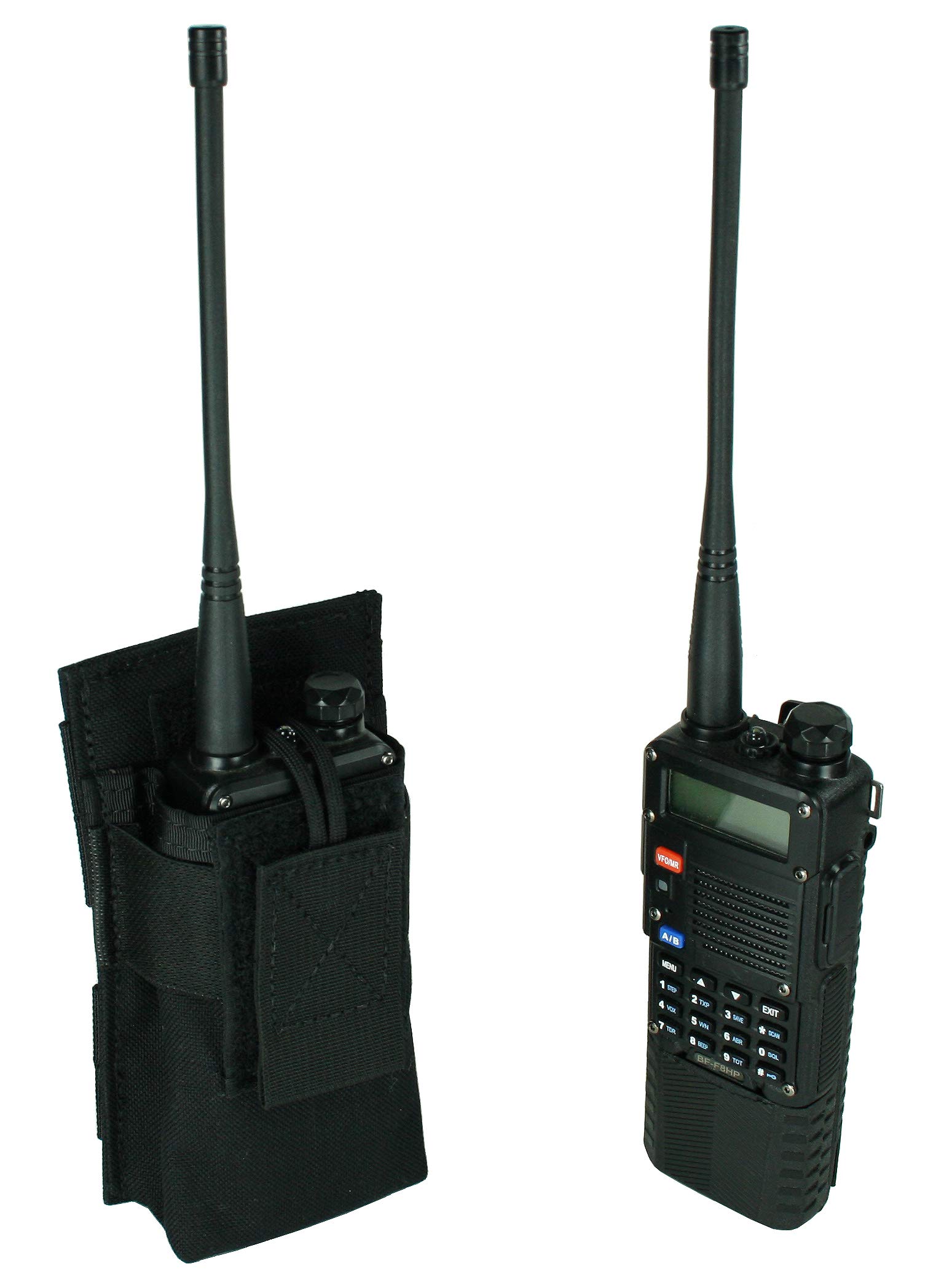 MOLLE Radio Pouch, fits Baofeng UV-5R / BF-F8HP with Extended Length 1206 BLK