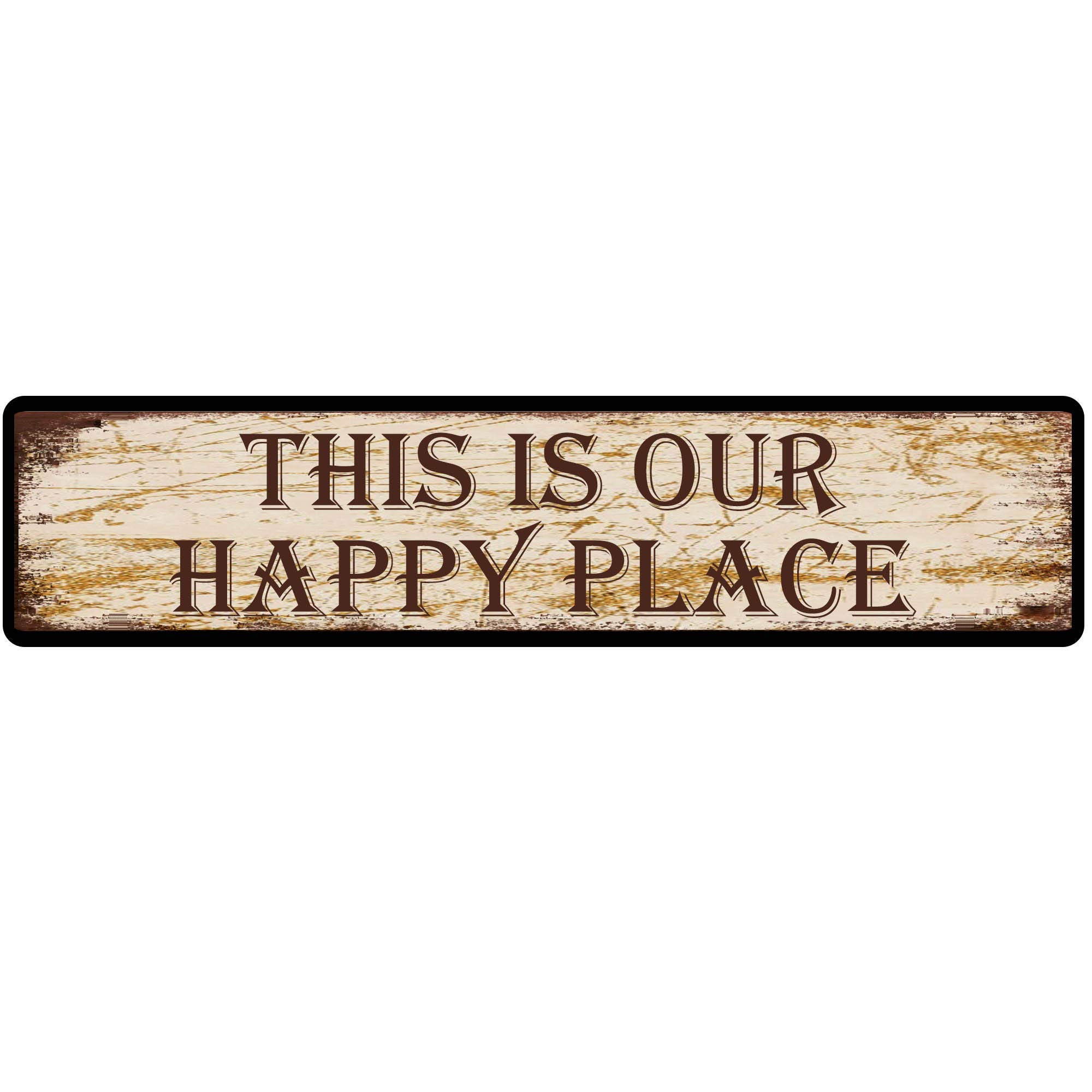 This is Our Happy Place Vintage Tin Signs Art Plaque Aluminum Metal Sign for Bedroom Kitchen Garden Wall Pub Club Coffee Hanging Decor 4x16 Inch