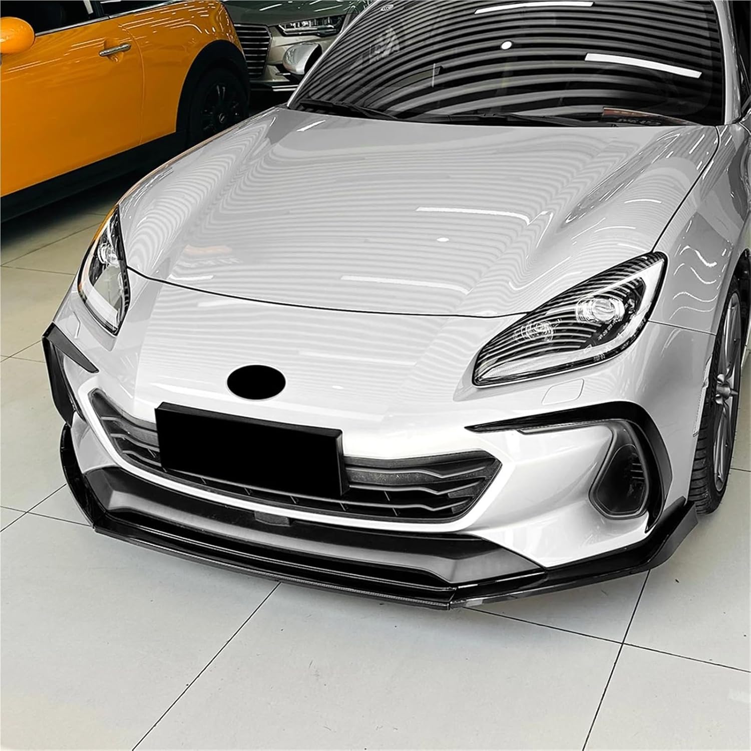Compatible with Subaru BRZ 2021+ Front Wind Knife Spoiler Car Sticker Exterior Modification Glossy Black Car Body Kit(Carbon Black Look)