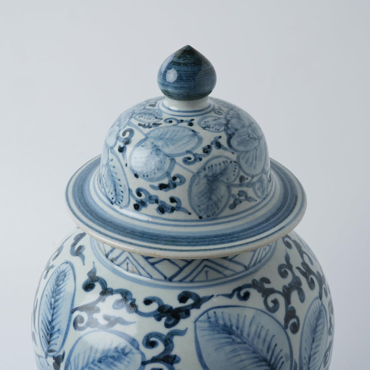 Handmade 41" Ceramic Ginger Jar w/Lid - Classic Chinese Style Porcelain Jar Tea Storage for Home Decor DecorativeTemple Jar Centerpiece Vintage Accent Antique Vase (Light Blue)