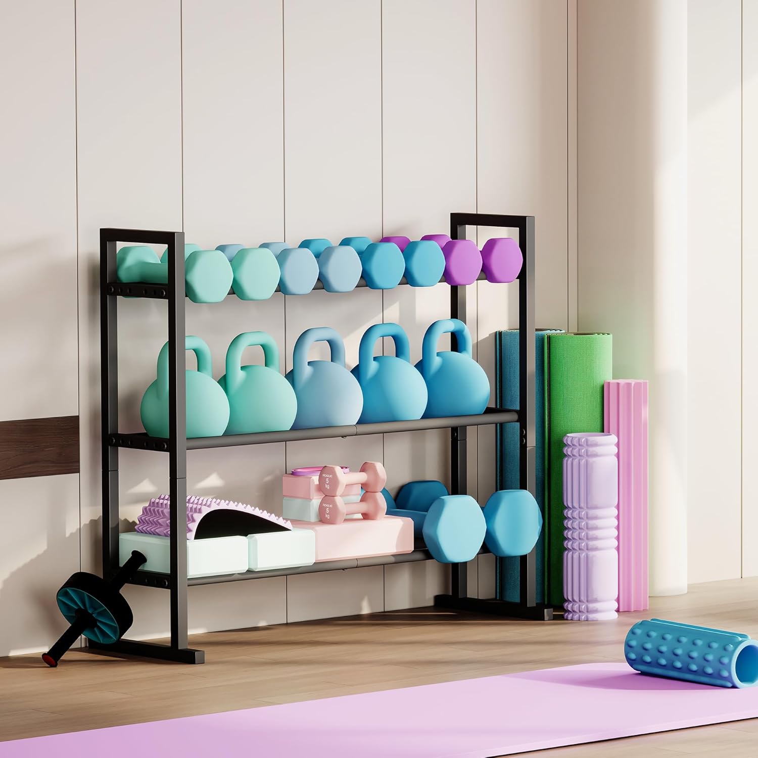 Dumbbell Rack, Adjustable weight Rack Stand, Extended Base Weight Storage for Home Gym, Space-Saving Fitness Equipment Organizer