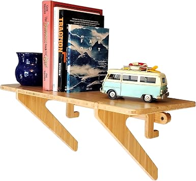 Grassracks Bamboo Floating Shelves - Strong Wall-Mounted Shelf Single Shelf