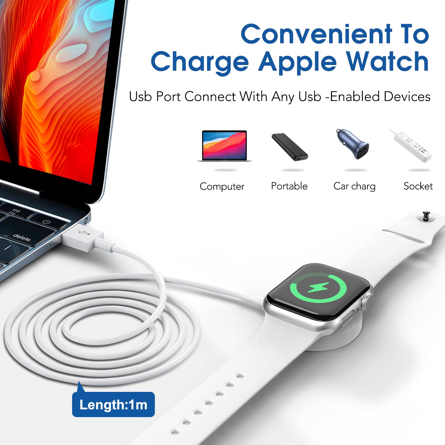 Limited Watch Charger Magnetic Charging Cable Compatible with Apple Watch Series Se 7 6 5 4 3 2 1(38mm 40mm 41mm 42mm 44mm 45mm) Portable Wireless Charger with USB Charging Cord (0.9M) Cheap Watch Charger Magnetic Charging Cable Compatible with Apple Watch Series Se 7 6 5 4 3 2 1(38mm 40mm 41mm 42mm 44mm 45mm) Portable Wireless Charger with USB Charging Cord (0.9M)