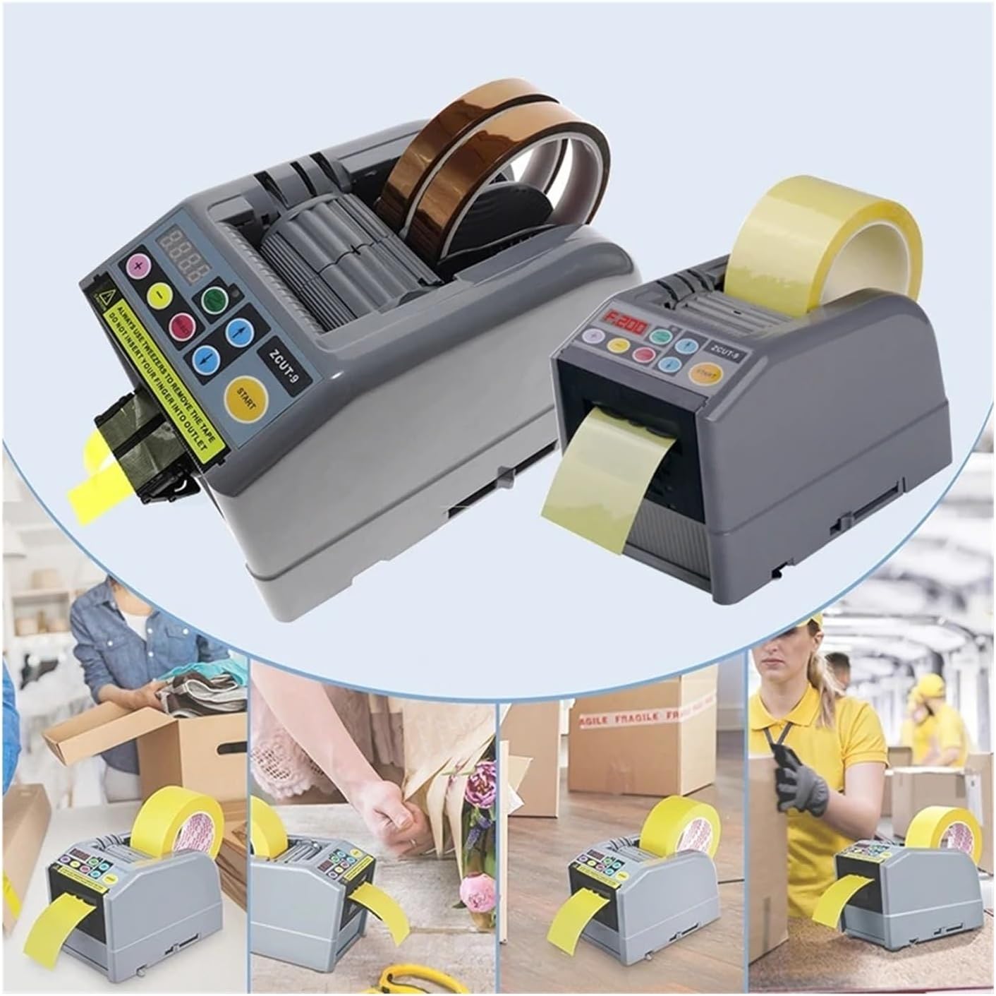 Tape Dispenser, Automatic Electric Tape Dispenser, Adhesive Cutter Packaging Machine Cutting Width 6-60 Mm Length 5-999 for Shipping, Schools