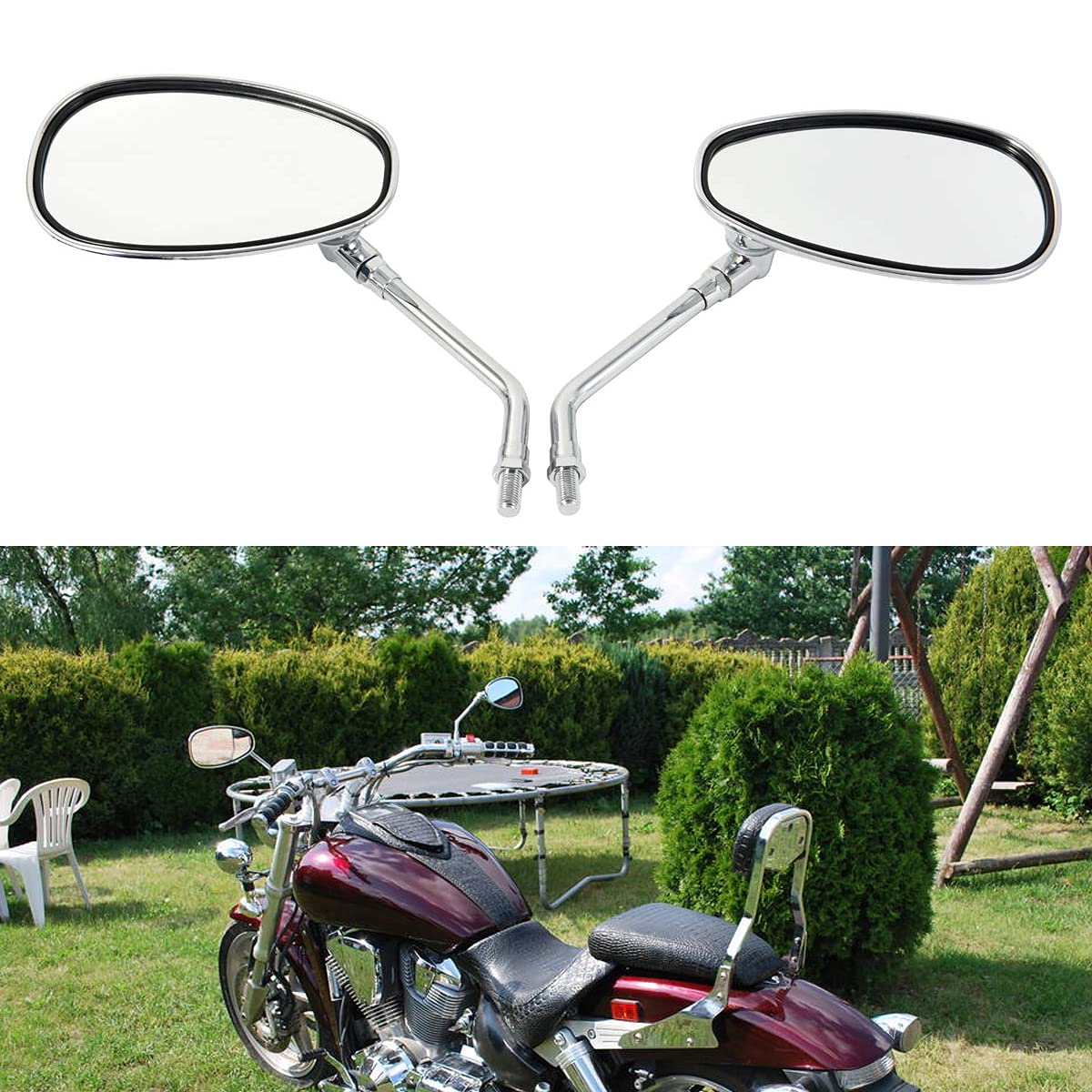 Rétroviseurs Moto Universels Chromés 10mm - Compatible Honda, Suzuki, Aprilia Et Scooters (Paire)