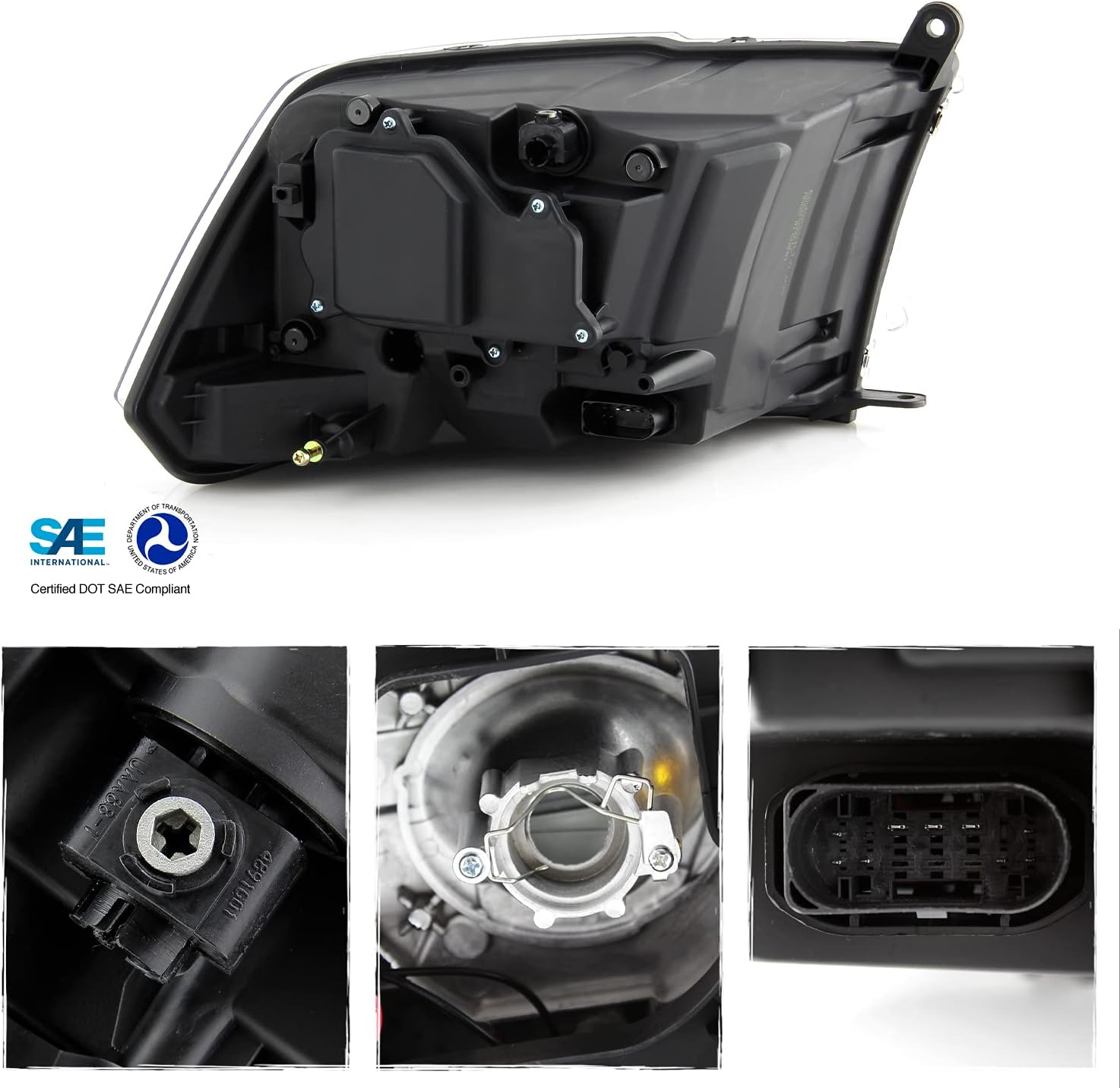 AKKON - Fits 2013-2015 Dodge Ram 1500/2500 /3500 OE Projector Headlights with LED DRL - Left Driver Side