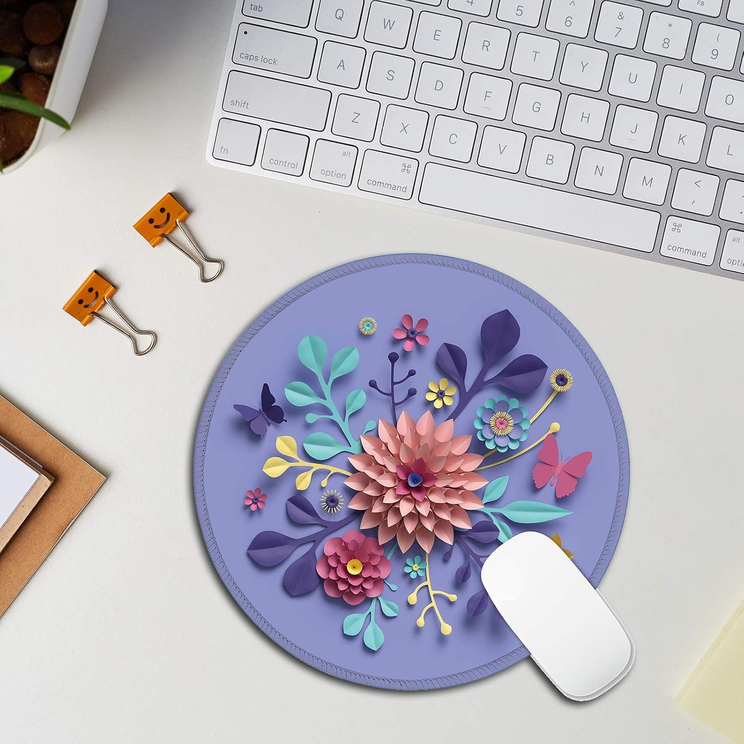 VESMATITY Round Mouse Pad Non-Slip Rubber Base Mousepad Custom Design Cute Mouse Pads with Stitched Edge for Computer Laptop Office Travel Working Gaming (8.7 inch - Cartoon Print)