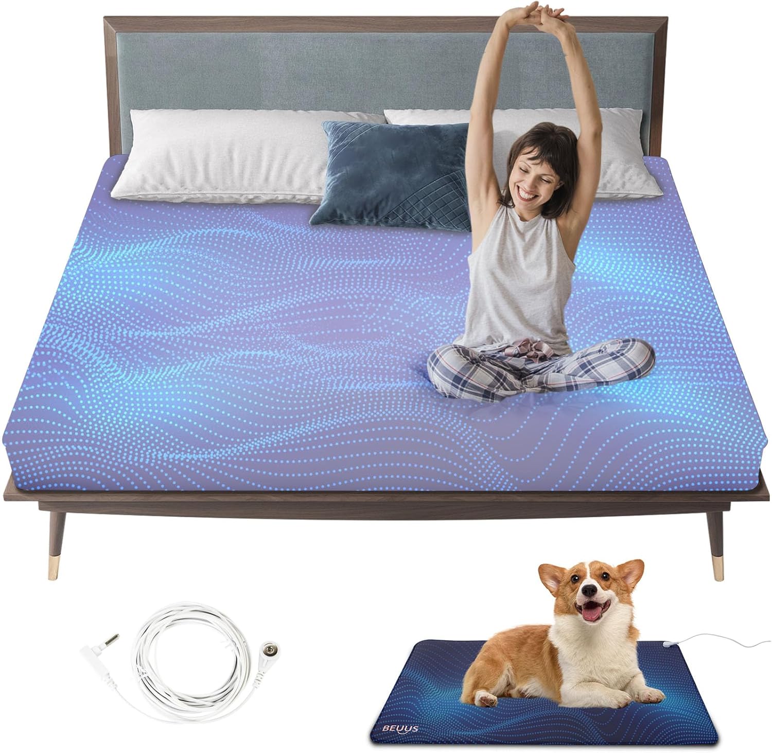 Grounding Sheet King with Grounding Mat, Organic Cotton with Silver Fiber
