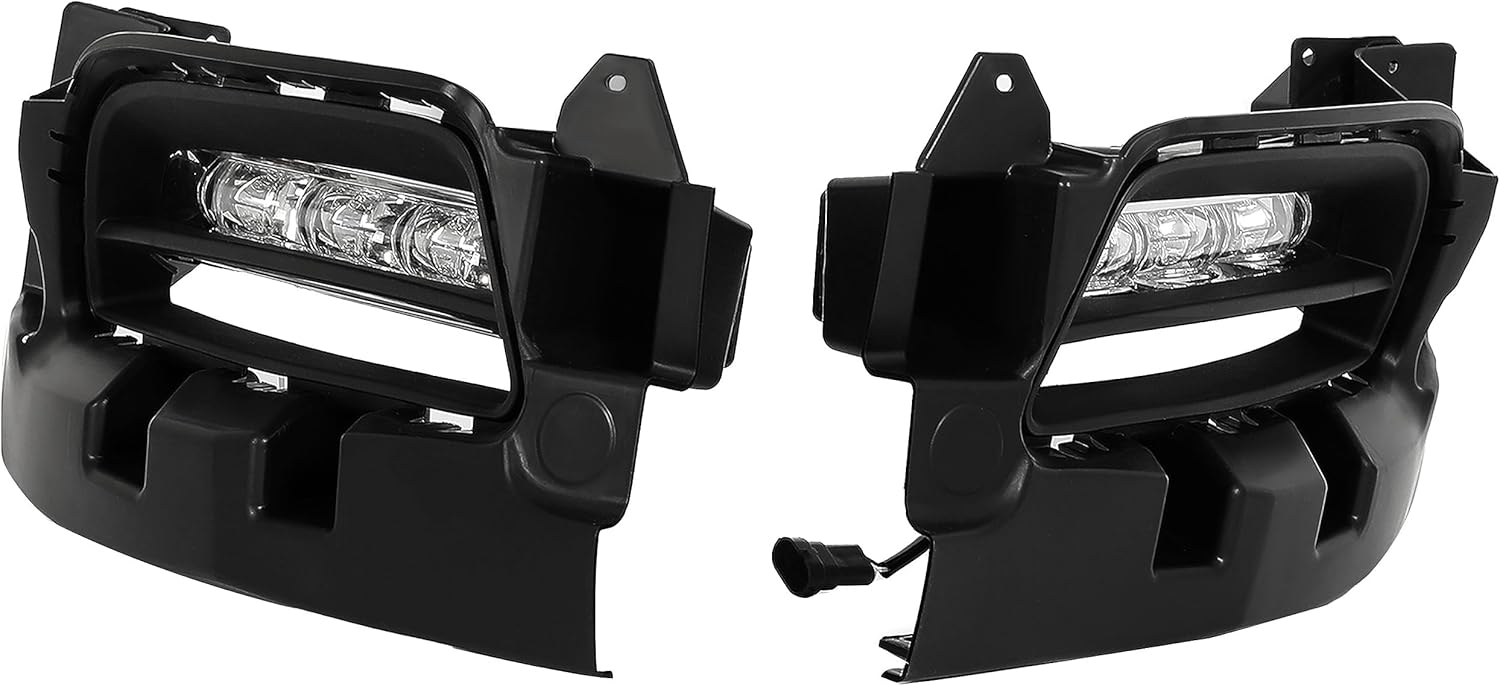 HECASA Pair LED Fog Light Assembly Compatible with 2015-2022 Dodge Charger/Charger SXT Front Bumper Fog Lamps w/Switch & Harness Driver Passenger Side Clear Lens (Plastic)