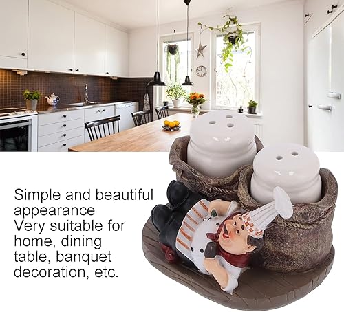 Miniatura 3 de Juego de salero y pimentero, coctelera de condimentos de estatua de chef, coctelera de especias para decoración de granja, cocina, restaurantes