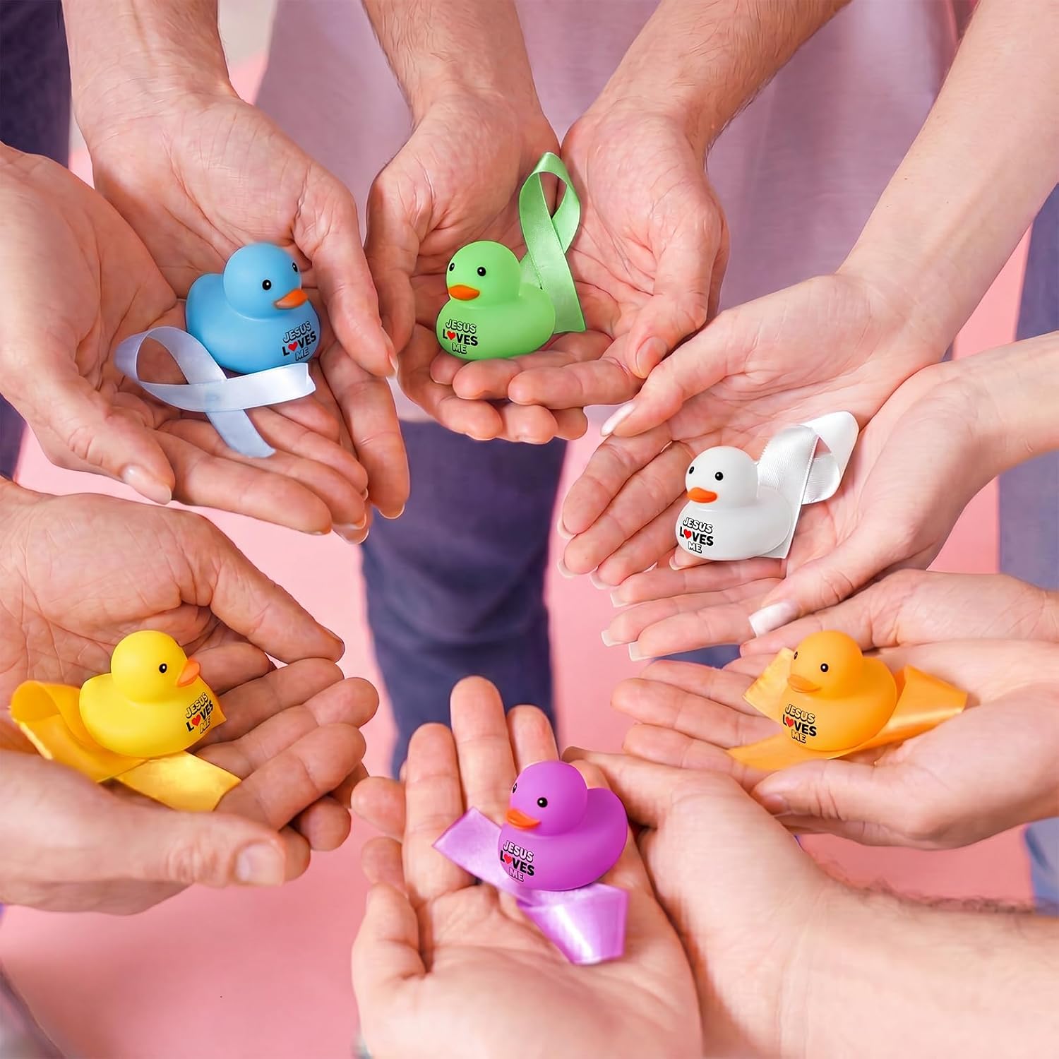 25 Pcs Jesus Loves Me Ducks Christian Glow Duck Trunk or Treat