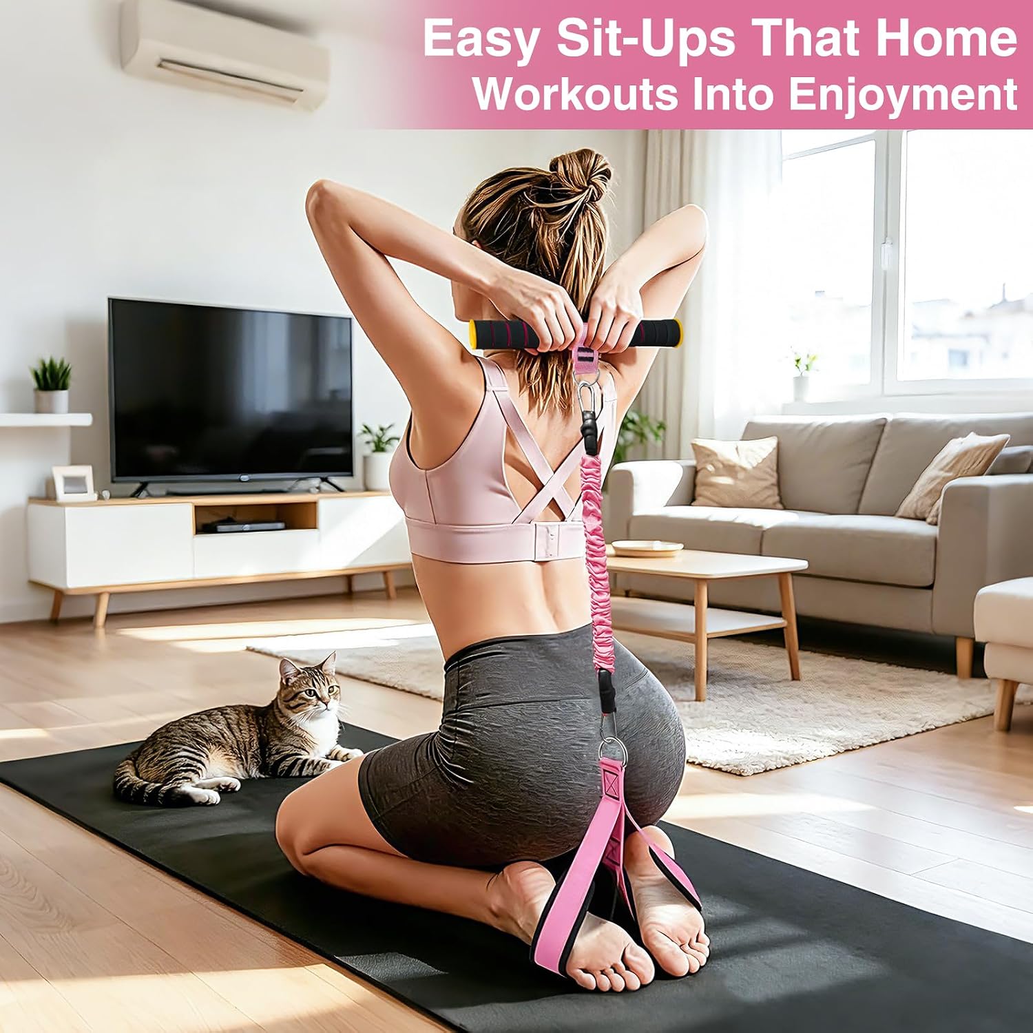 20-40LBS Pedal Resistance Band with Handle Full Body Workout