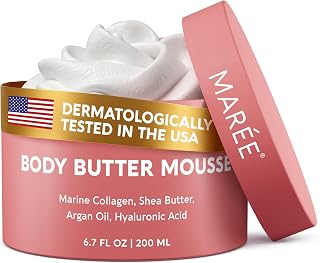 MAREE Whipped Vanilla Body Butter Cream: Ayurvedic Moisturizer for Dry Skin with Marine Collagen, Shea Butter & Argan Oil - Women & Men