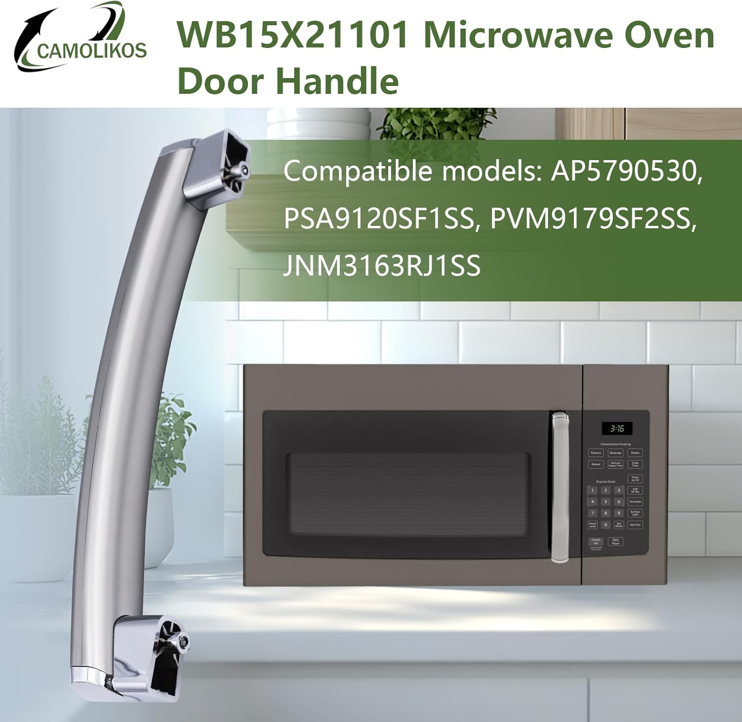 WB15X21101 Microwave Door Handle Replacement Compatible with GE Fits for GE Microwave Door Handle Parts AP5790530, PSA9120SF1SS, PVM9179SF2SS,JNM3163RJ1SS