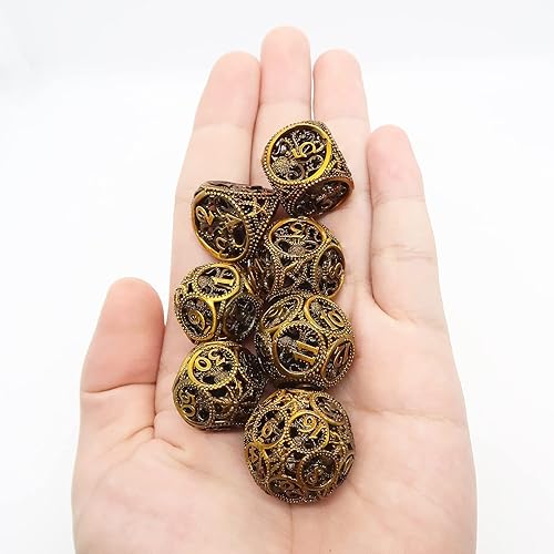 Miniatura 6 de Dados DND, dados de metal huecos D&D, dados de pulpo con diseño de bola redonda única con caja de regalo para juegos de mazmorras y dragones, 7