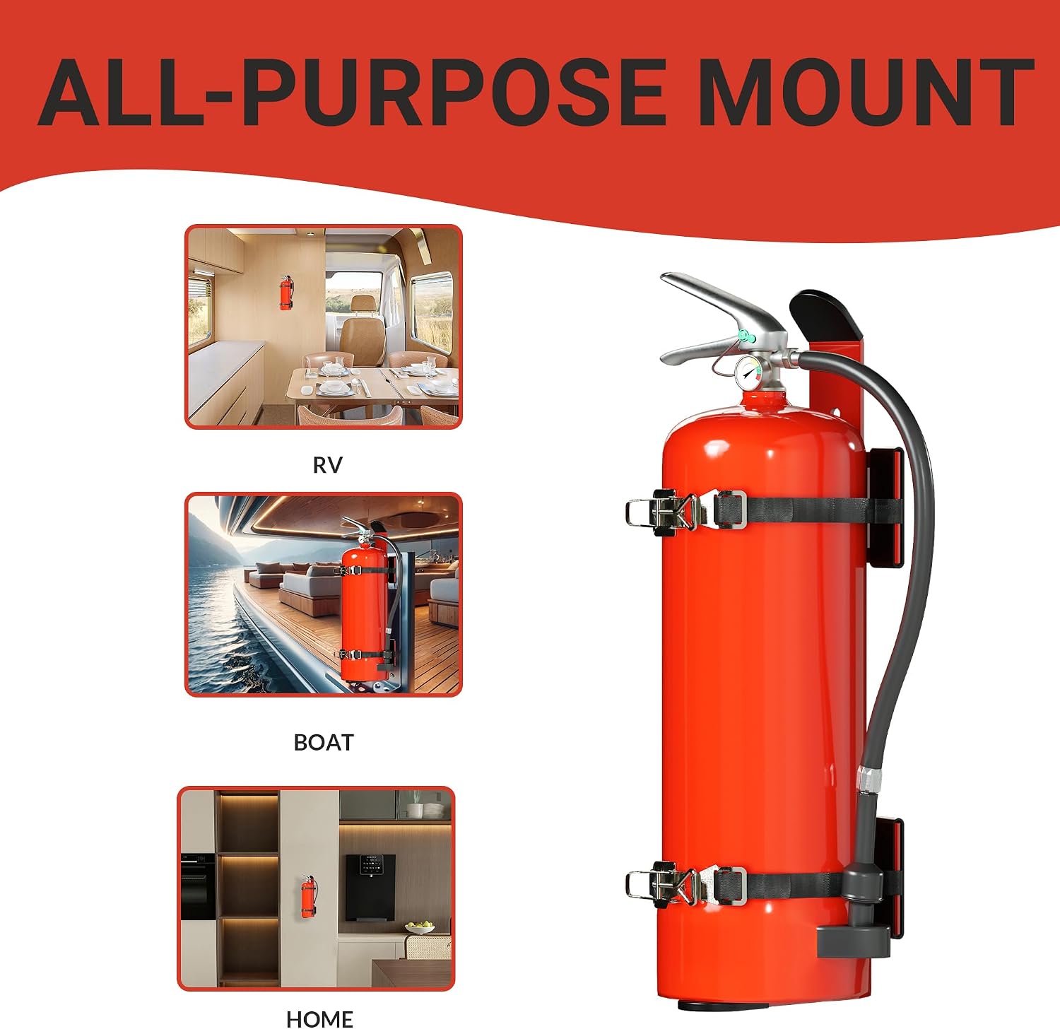 Truck-Grade Fire Extinguisher Mount – Anti-Vibration Bracket for 5 lb Extinguishers – Rugged, Secure Hold for Commercial Vehicles, Off-Road, RV & More