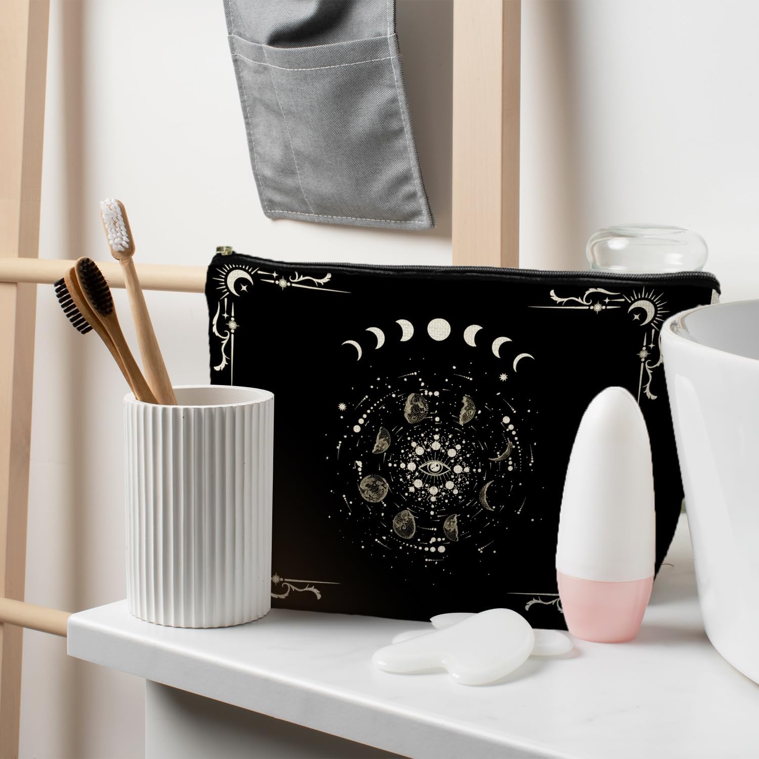 Boho Celestial Moon Phase Makeup Bag - Witchy, Halloweencosmetic Bag - Image 8