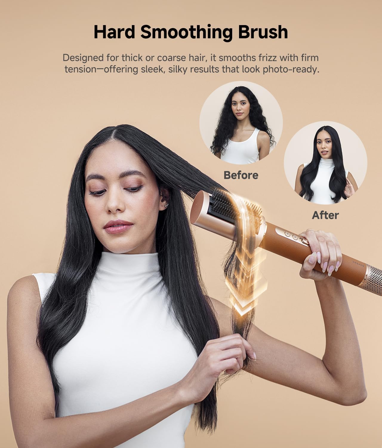 Woman using DREAME AirStyle Pro with hard smoothing brush