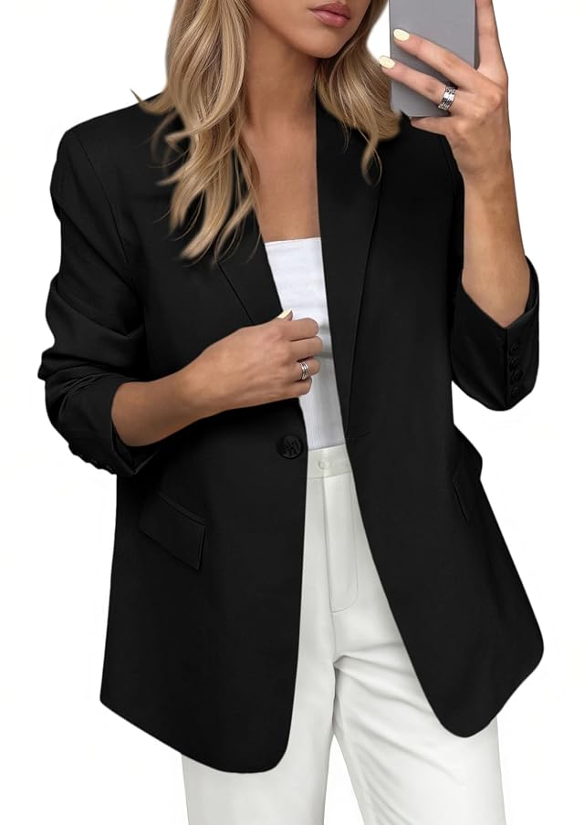 PRETTYGARDEN Blazers for Women Business Casual Outfits 2025 Fall Fashion Open Front Long Sleeve Suit Jackets Work Blazer