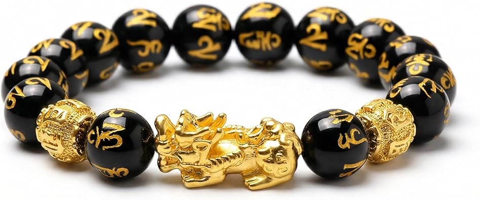 Black Obsidian Pixiu Good Luck Bracelet, Money Bracelet for Prosperity, Protection Bracelet, Lucky Bracelet for Women and Men