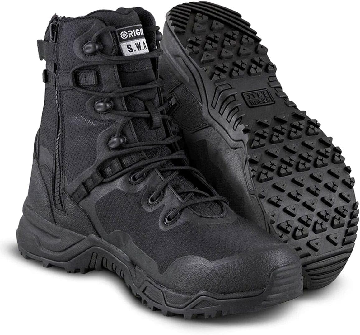 Bota tática original SWAT Alpha Fury com zíper lateral de 20 cm | Sapatos leves de alto desempenho | Compatível com aeroportos