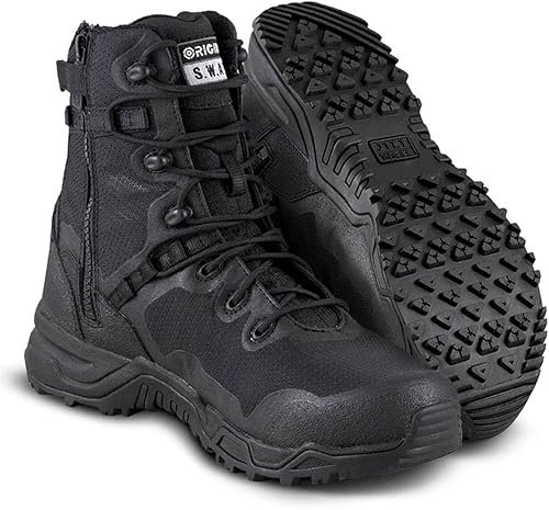 Original SWAT Alpha Fury - Botas tácticas con cremallera lateral de 8 pulgadas, zapatos ligeros de alto rendimiento, aptas para aeropuertos, color