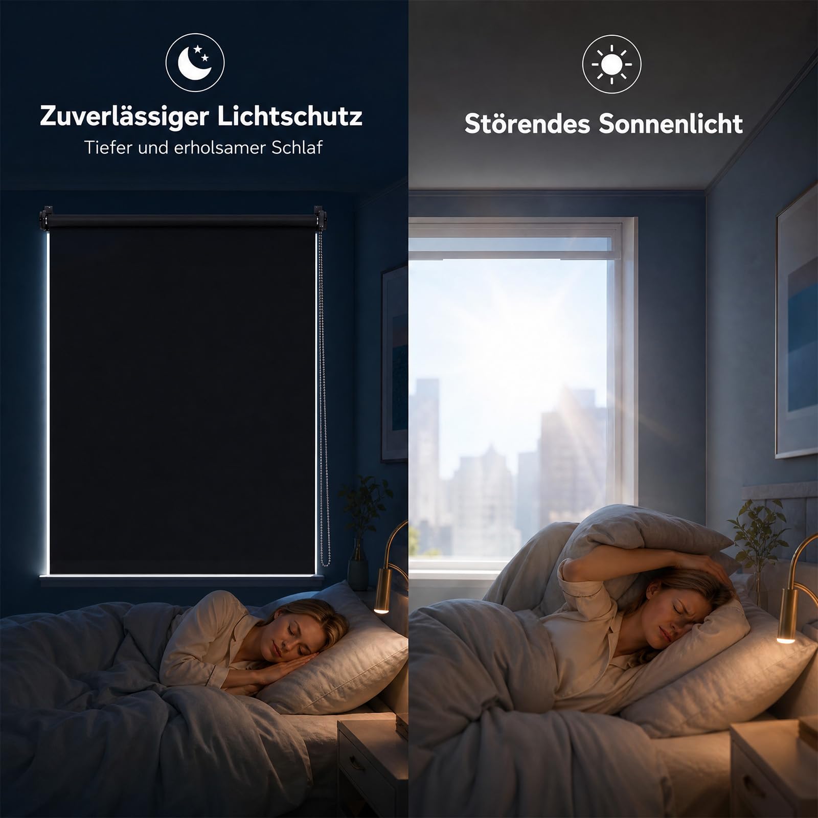 SALCAR Thermorollo ohne Bohren Klemmfix - Verdunkelungsrollo für Fenster & Tür, Seitenzugrollo mit 18mm Alurohr & Thermo-Beschichtung, Sonnenschutz Hitzeschutz Sichtschutz, Schwarz, B 60 x H 130 cm - Image 2