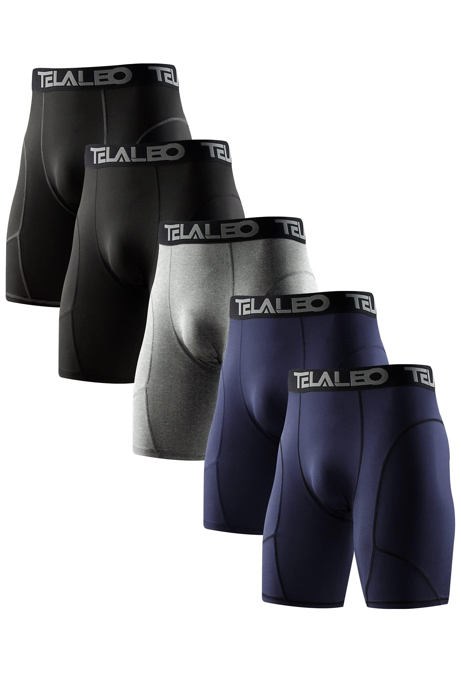 TELALEO 6 lub 5-pak spodenki kompresyjne dla mężczyzn spandex spodenki sportowe trening sportowy bieganie wydajność podkoszulek bielizna