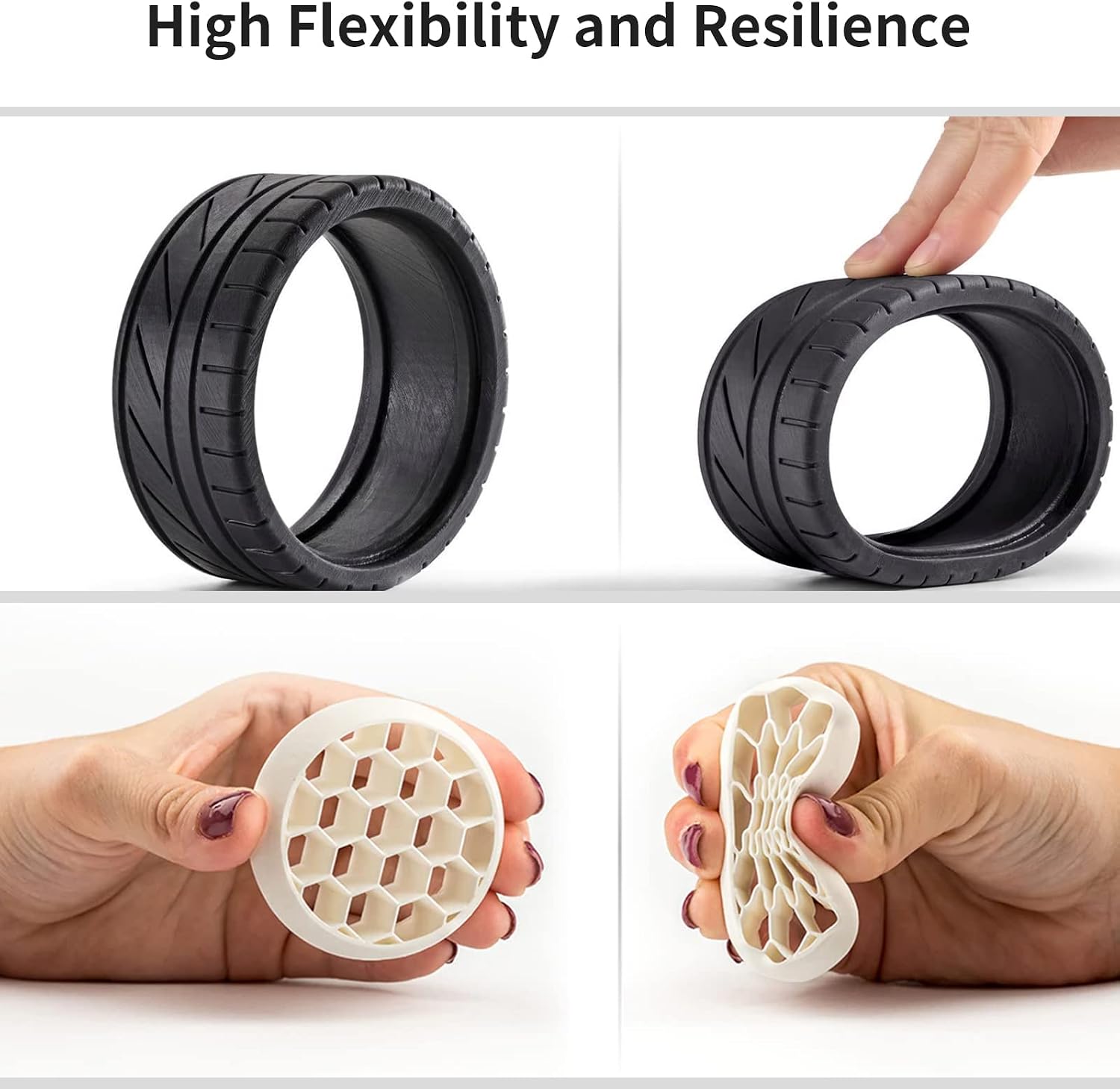 Geeetech 95A TPU Filament 1.75mm, Soft Flexible Consumables for 3D Printer, Dimensional Accuracy +/- 0.03 mm,1KG (2.2lbs) Spool,White