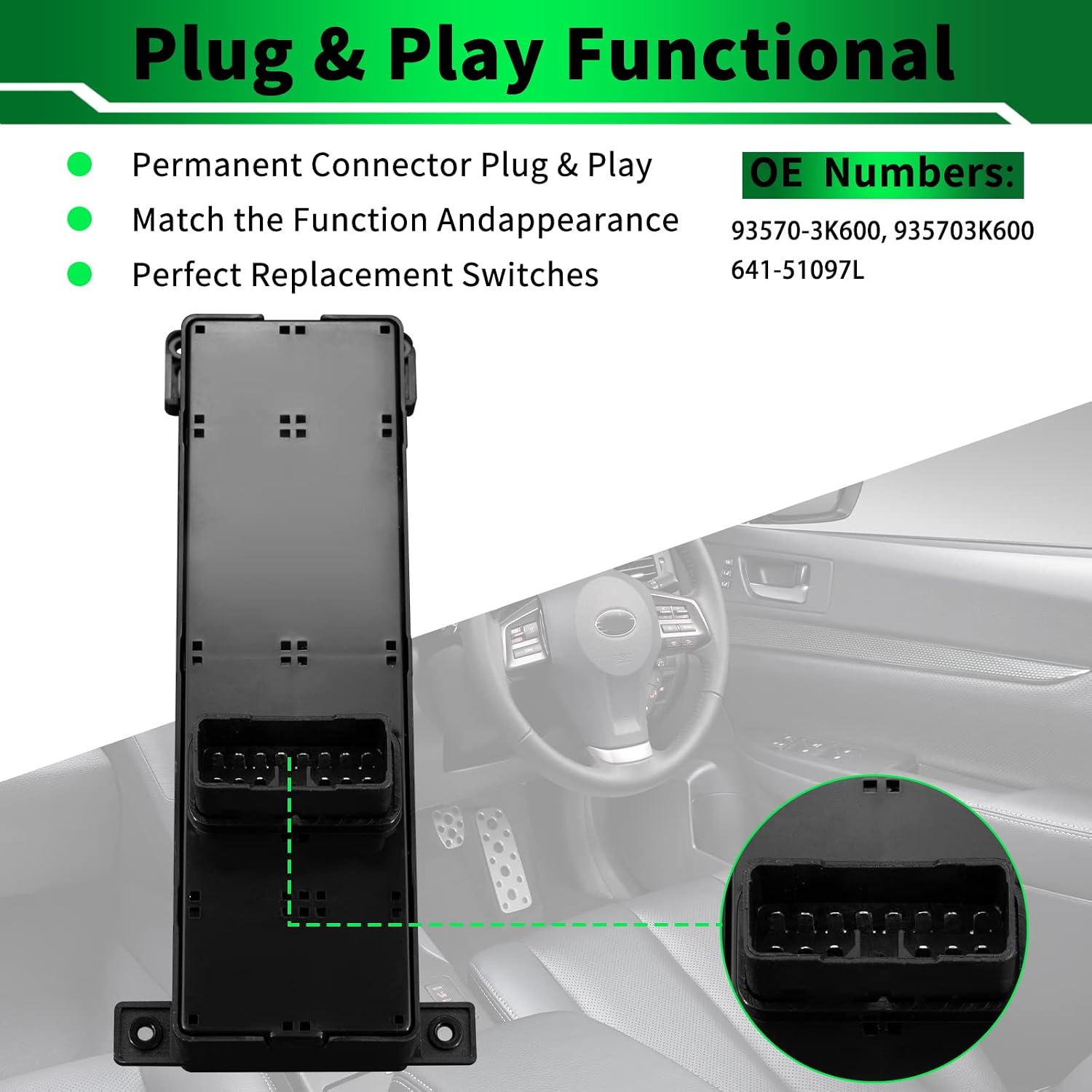 Front Left Driver Side Power Window Switch for:-Hyundai Sonata 2009 2010 Replace OE# 935703K600, 641-51097L