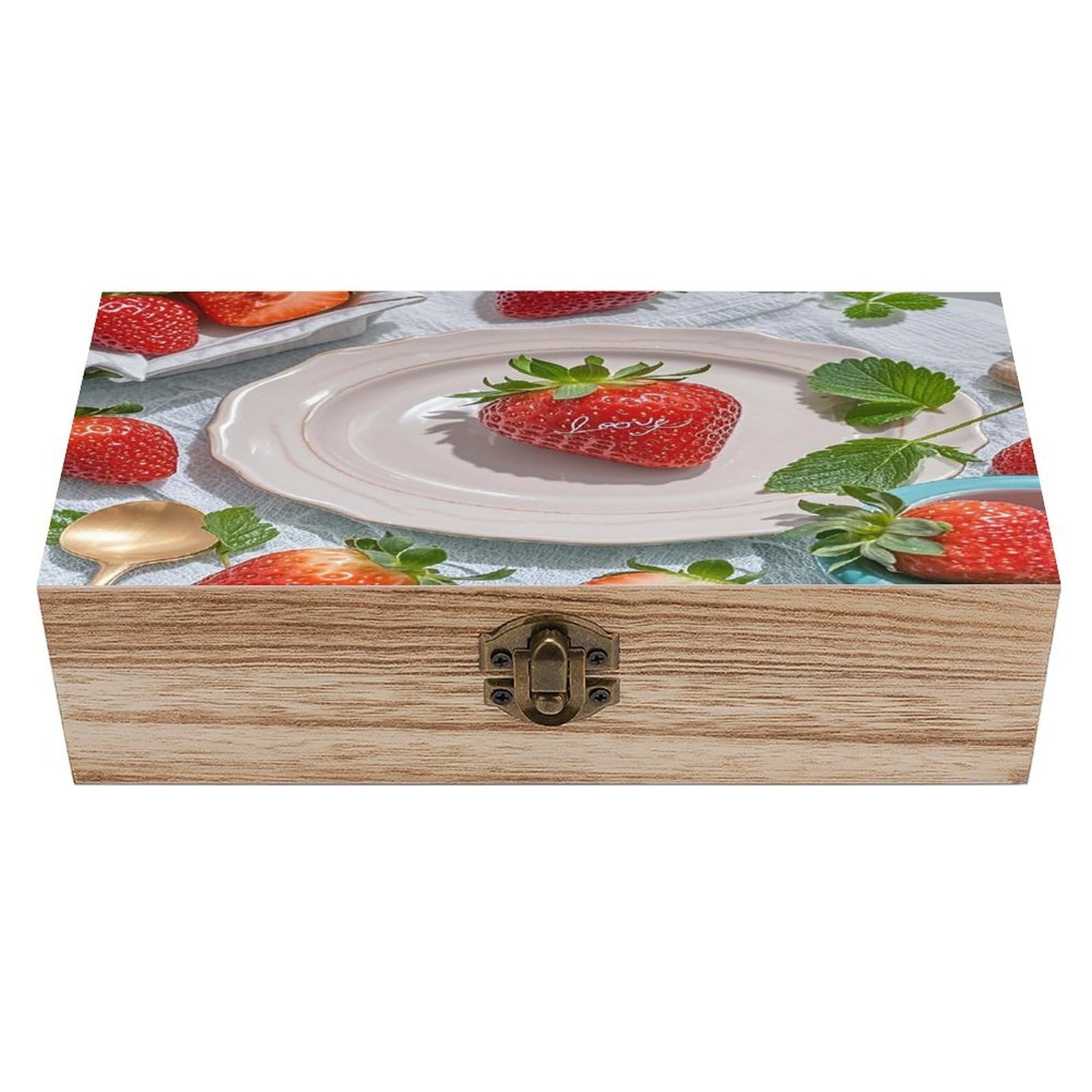 LZQPOEAS Beautiful Strawberry Wooden Box Storage Space to Organize Jewelry in A Beautiful Small Storage Box Decorative Card Boxes Memory Treasure Boxes for Crafts And Photo Storage