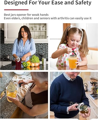 Miniatura 5 de CYDW Herramienta para abridor de tarros Mason con mango suave al tacto, sin abolladuras ni daños en la tapa, abrelatas manual multiusos, removedor