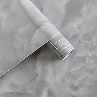 Vista 6 de JSEVEM Papel tapiz de mármol blanco gris extra ancho y grueso de 31"×157" pulgadas, para despegar y pegar, papel de contacto de mármol blanco gris