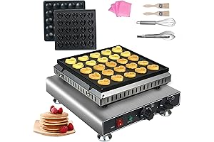Electric Mini Dutch Pancake Maker, Nonstick 25PCS Muffin Iron Heart-Shaped Poffertjes Maker...